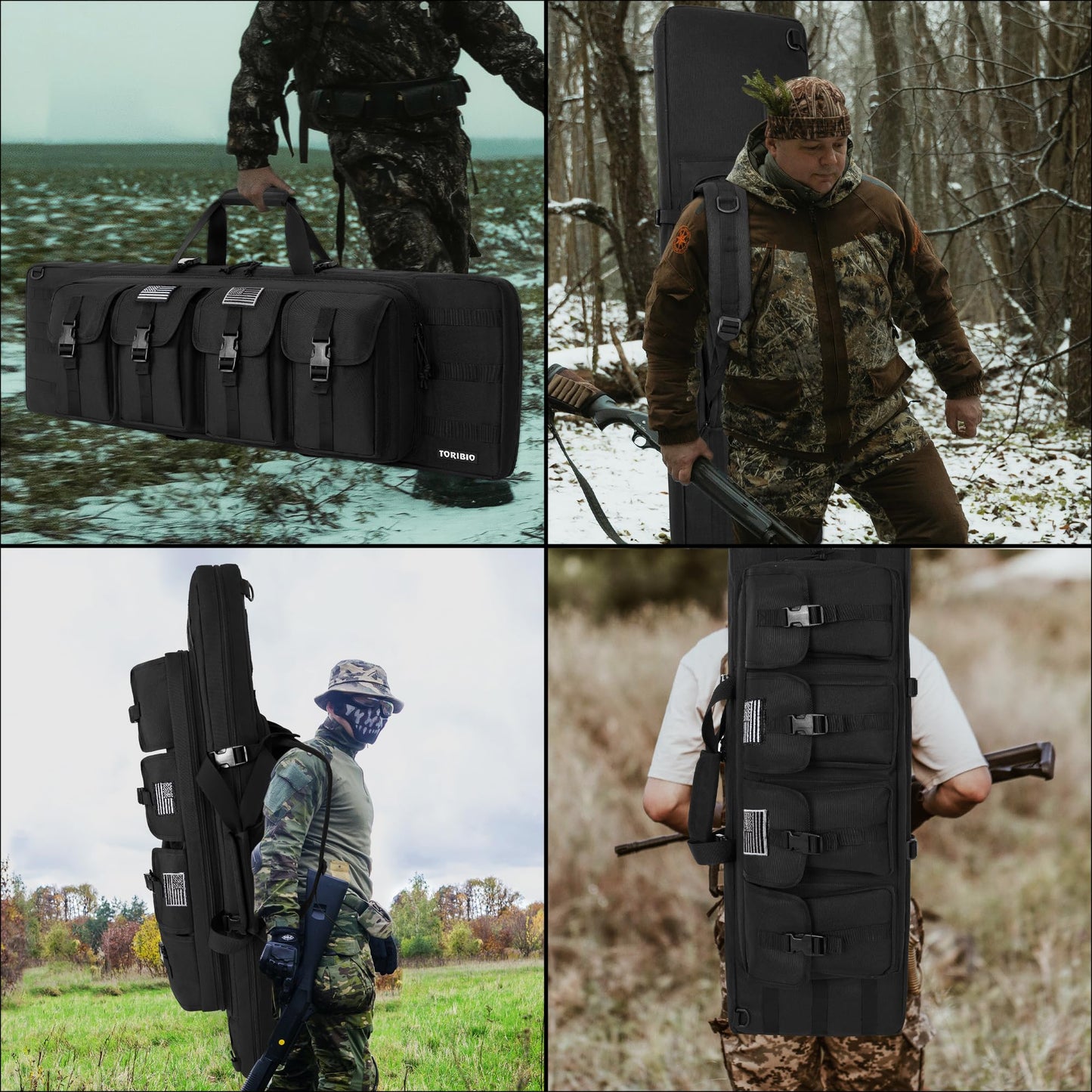 TORIBIO Double Rifle Case Gun Bag 30/34/36/42/46/48/51/55"-46" x 12" Black