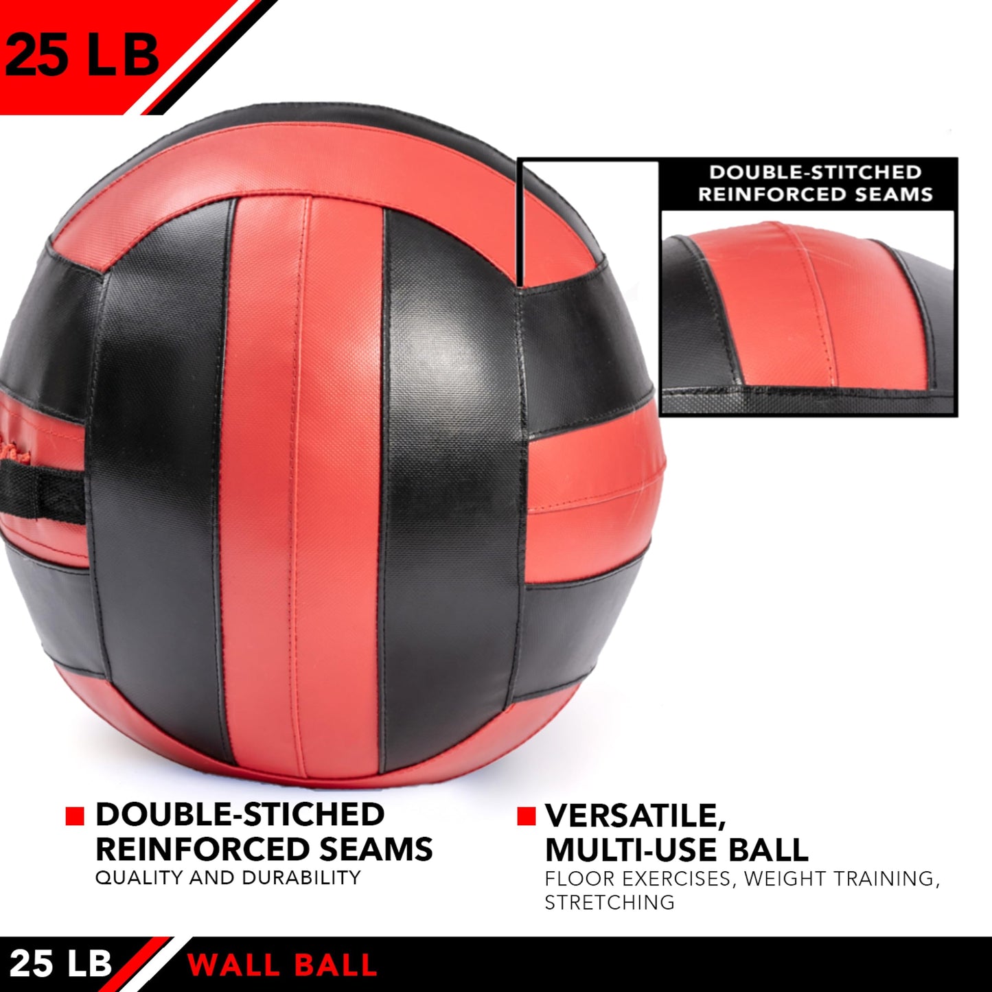 JFIT Wall Ball, Red/Black, 25 LB