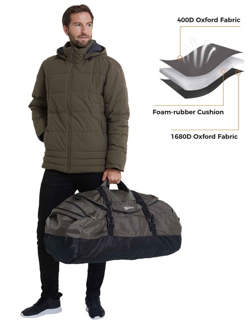 Ubon Large Sports&Travel Duffle Bags Packable Weekend Bag for Men Women (Grey,80L)