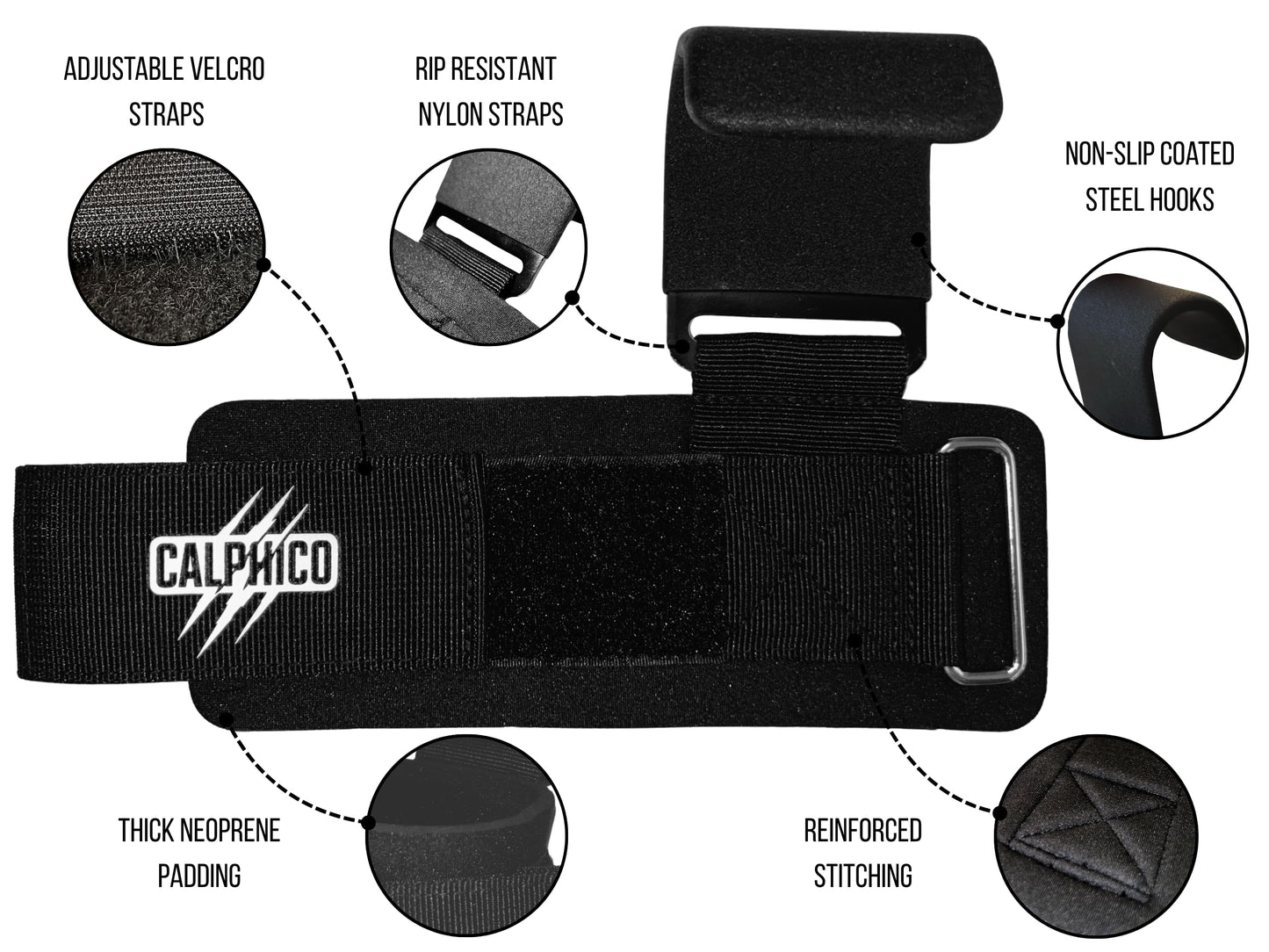 Lifting Hooks for Weight Training – Heavy Duty Steel with Ergonomic Lifting Straps & Wrist Support – Enhanced Grip
