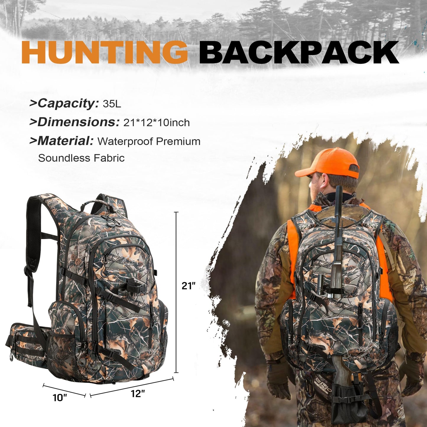 uniHimal Hunting Backpack,35L Waterproof Camo Backpacks for Men