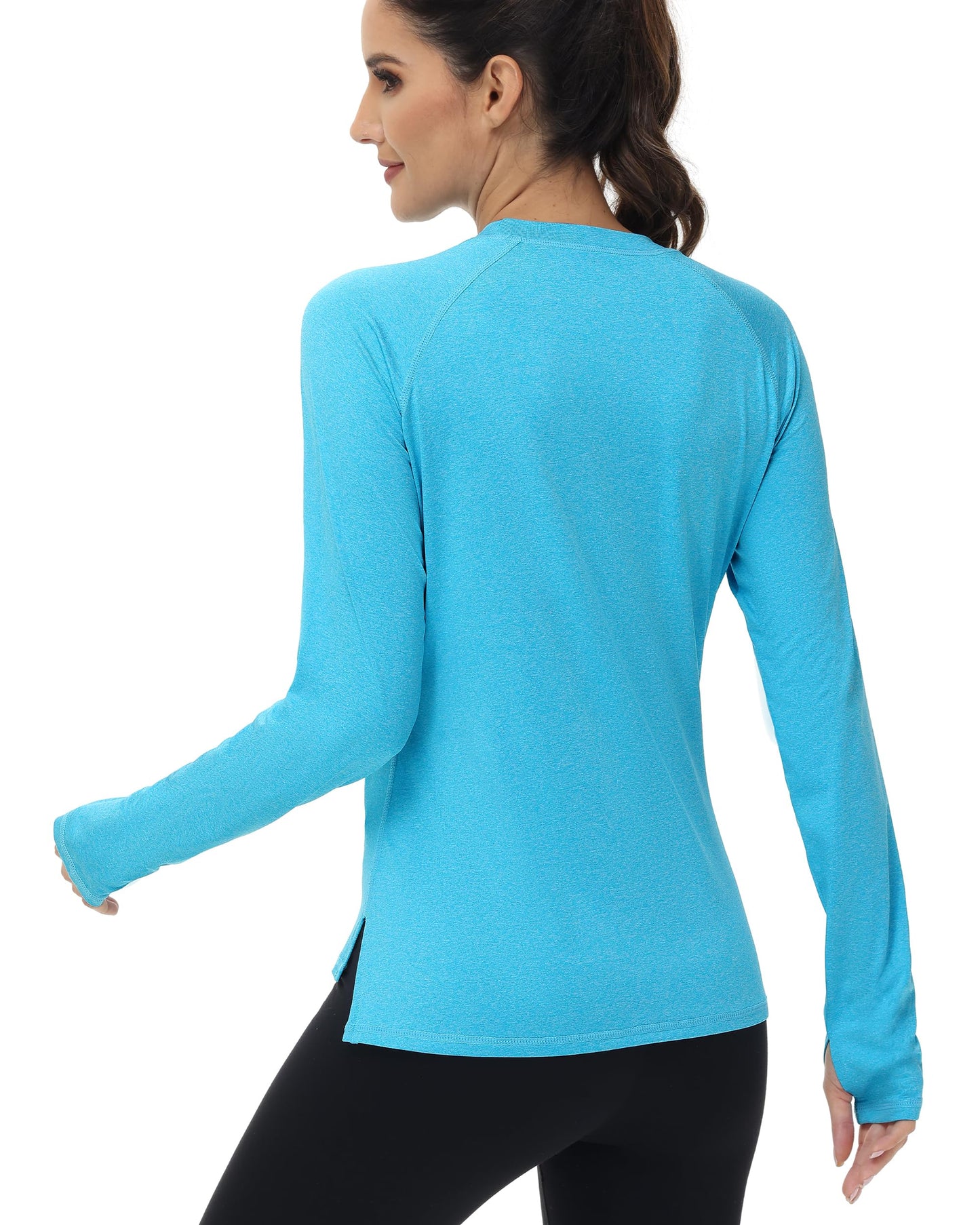 isnowood Women's Sun Protection Long Sleeve Shirts, UPF 50+ UV Rash Guard Swim Clothing, Workout Hiking Running Athletic Tops