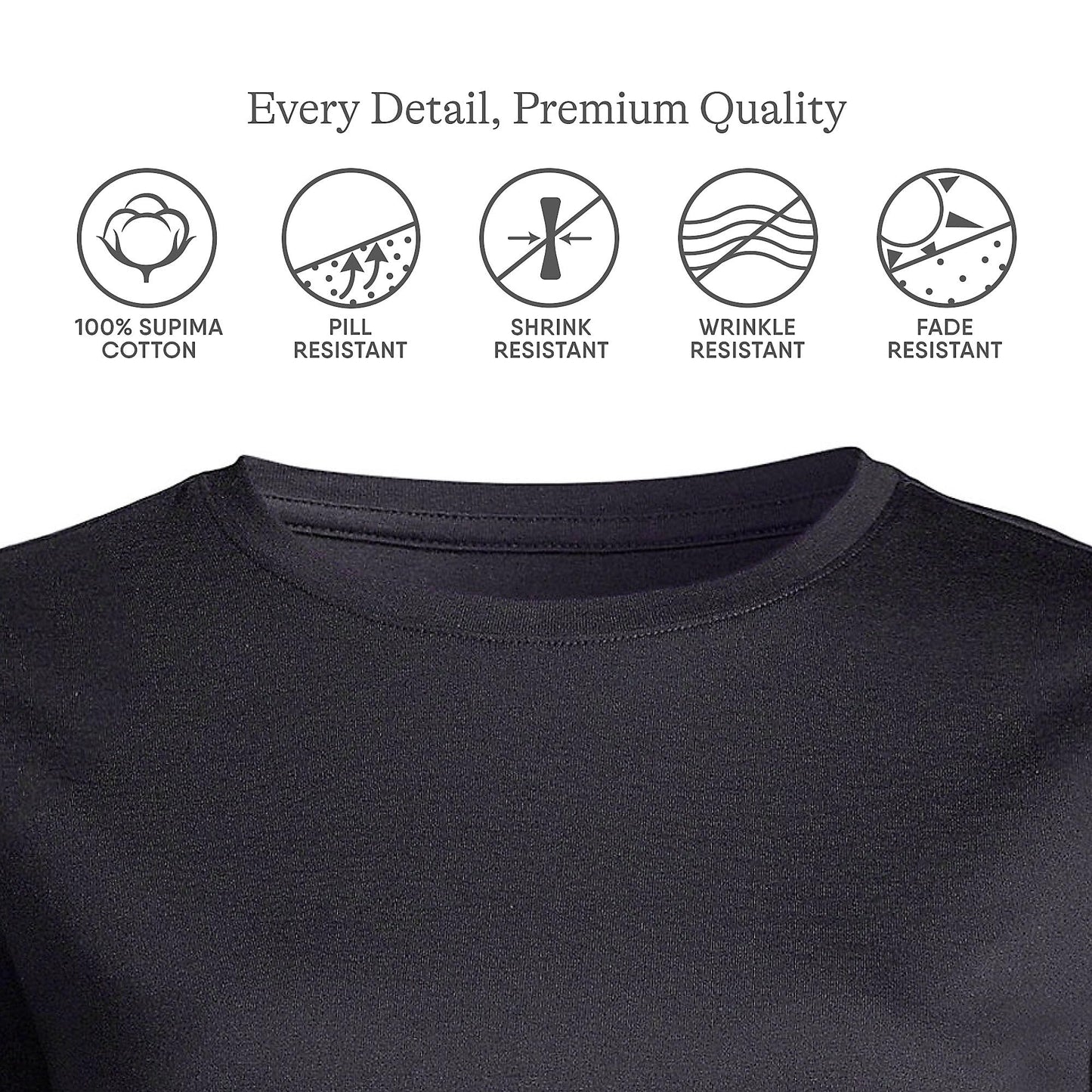 Lands' End Womens Long Sleeve Relaxed Supima Cotton Crew Neck T Shirt Black Plus 3X