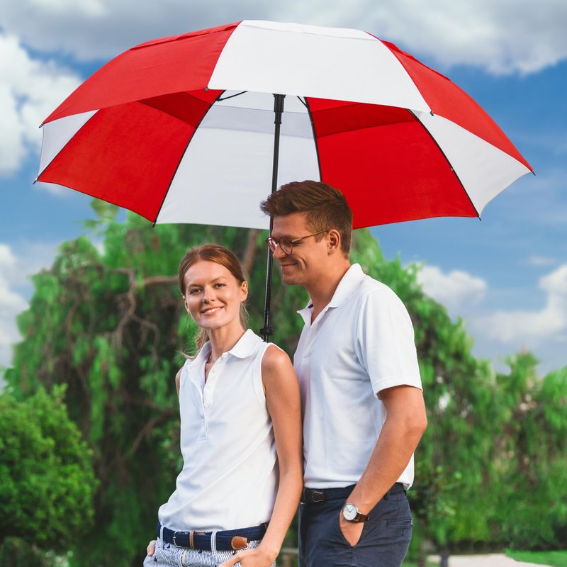 The Vented Tornado 64" Large Oversize Windproof Automatic Open Golf Umbrella, Heavy Duty Thick Fiberglass Ribs Waterproof Wind Vent Portable 2 Person Golf Umbrella for Men and Women - Black