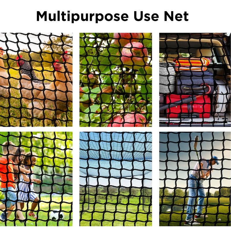 Practice Golf Nets - Ideal for Golf, Hockey, Baseball - Sports Netting, Impact Equipment - Perfect for Backyard Driving, Chipping, Hitting, Pitching Simulators (Black, 10x10 Feet)