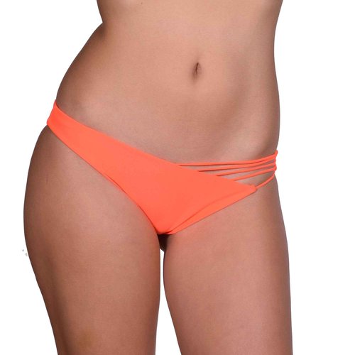Luli Fama Women's Verano De Rumba Strappy Front Side Moderate Bikini Bottom, Flame, X-Small
