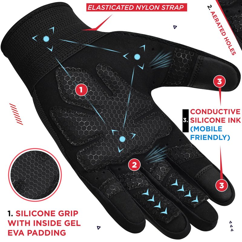 RDX Weight Lifting Gloves Gym Workout, Full Finger Touch Screen, Breathable Anti Slip Padded Palm Protection, Fitness Strength Training Powerlifting HIIT WOD Exercise, Men Women Home Gym Cycling