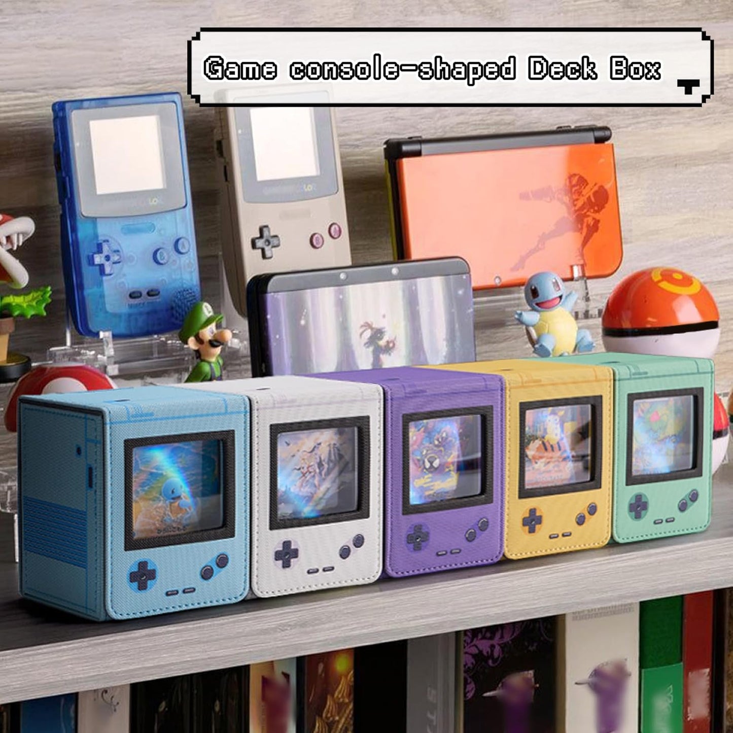 Retro Gaming Console MTG Deck Box - PU Leather Card Storage for 120 Sleeved Cards | Green with 2 Dividers