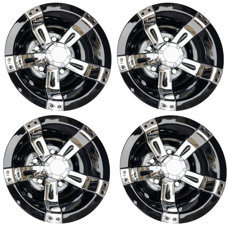 Dr.Acces Golf Cart 8" Wheel Covers Hub Caps W/Chrome Spokes for EZGO Cub Car Yamaha Golf Cart Set of 4pcs