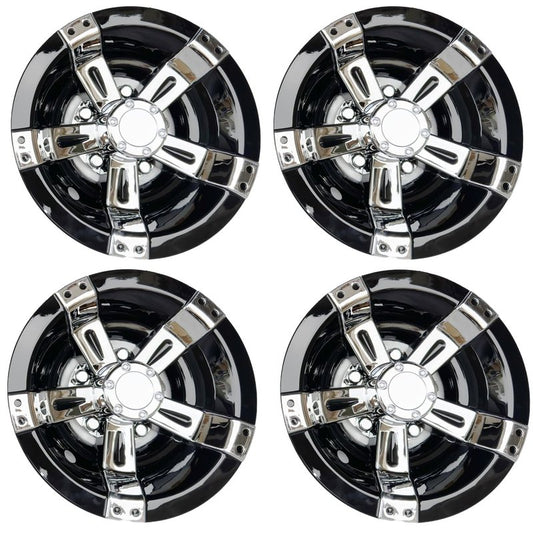Dr.Acces Golf Cart 8" Wheel Covers Hub Caps W/Chrome Spokes for EZGO Cub Car Yamaha Golf Cart Set of 4pcs