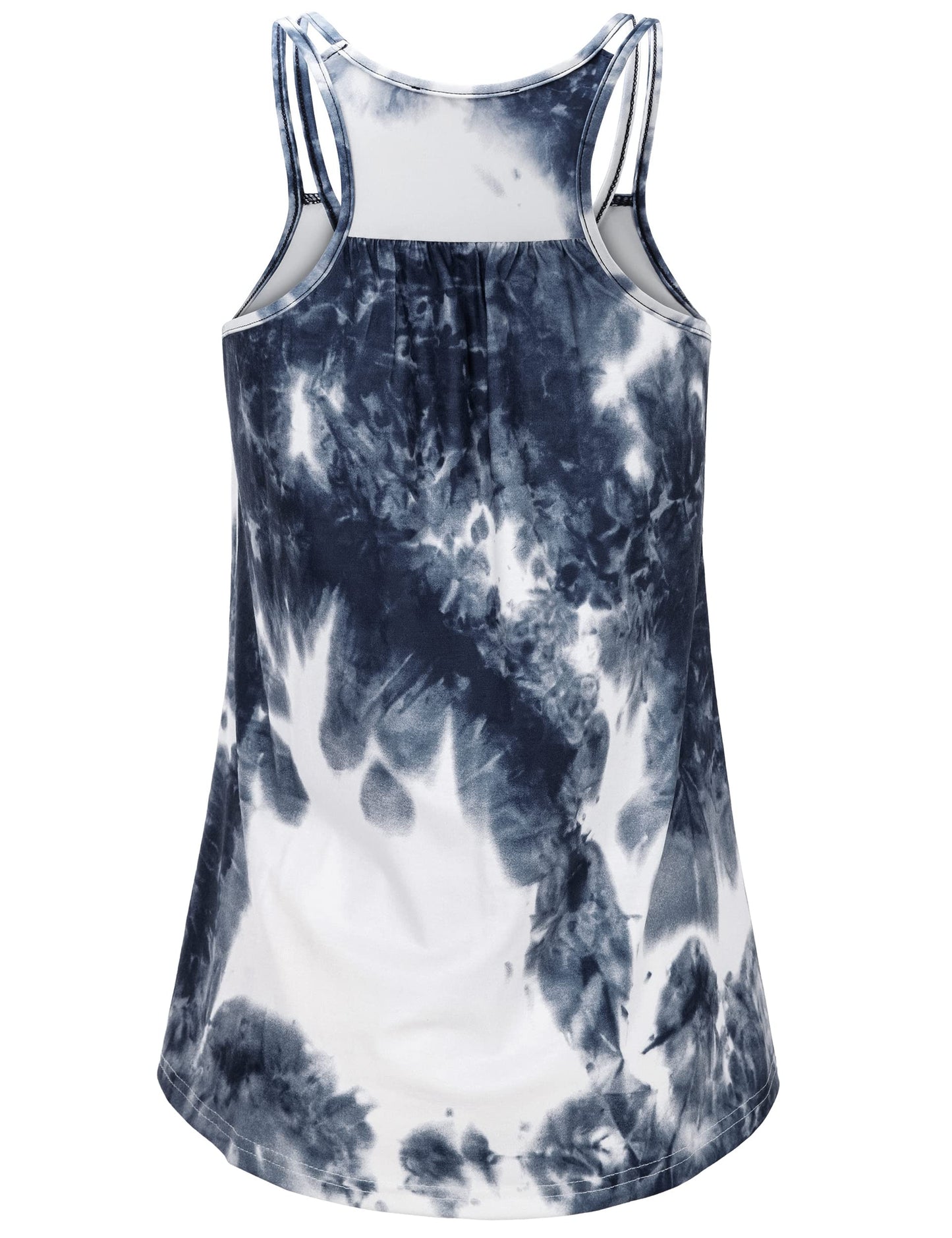 Hibelle Tank Top for Women Yoga Workout Running Tank Tops for Women Spaghetti Strap Racerback Athletic Womens Tank Tops Loose Fit Summer Casual Clothes 2025 Blue Tie Dye Medium