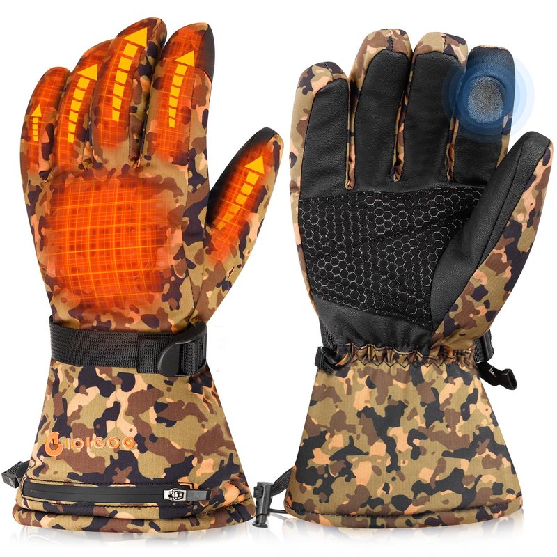 GIOIGOO Heated Gloves with 5 Heating Levels 7.4V 3200MAH Rechargeable Battery Mens Winter Gloves Cold Weather Hand Warmer Women Skiing Glove Winter Outdoor Adventure Snow Glove for Adult Women Men