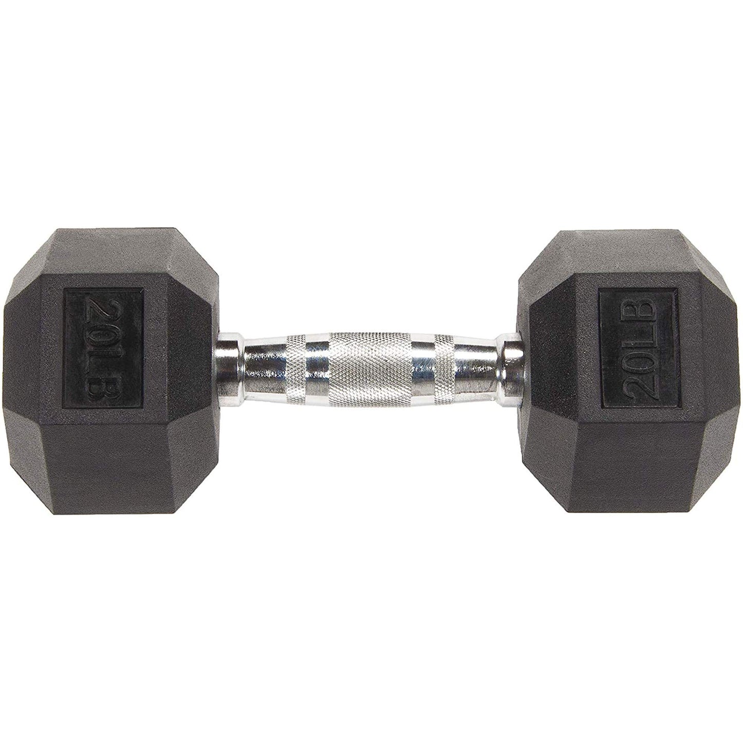 BalanceFrom Rubber Encased Hex Dumbbell in Pairs or Singles, Black