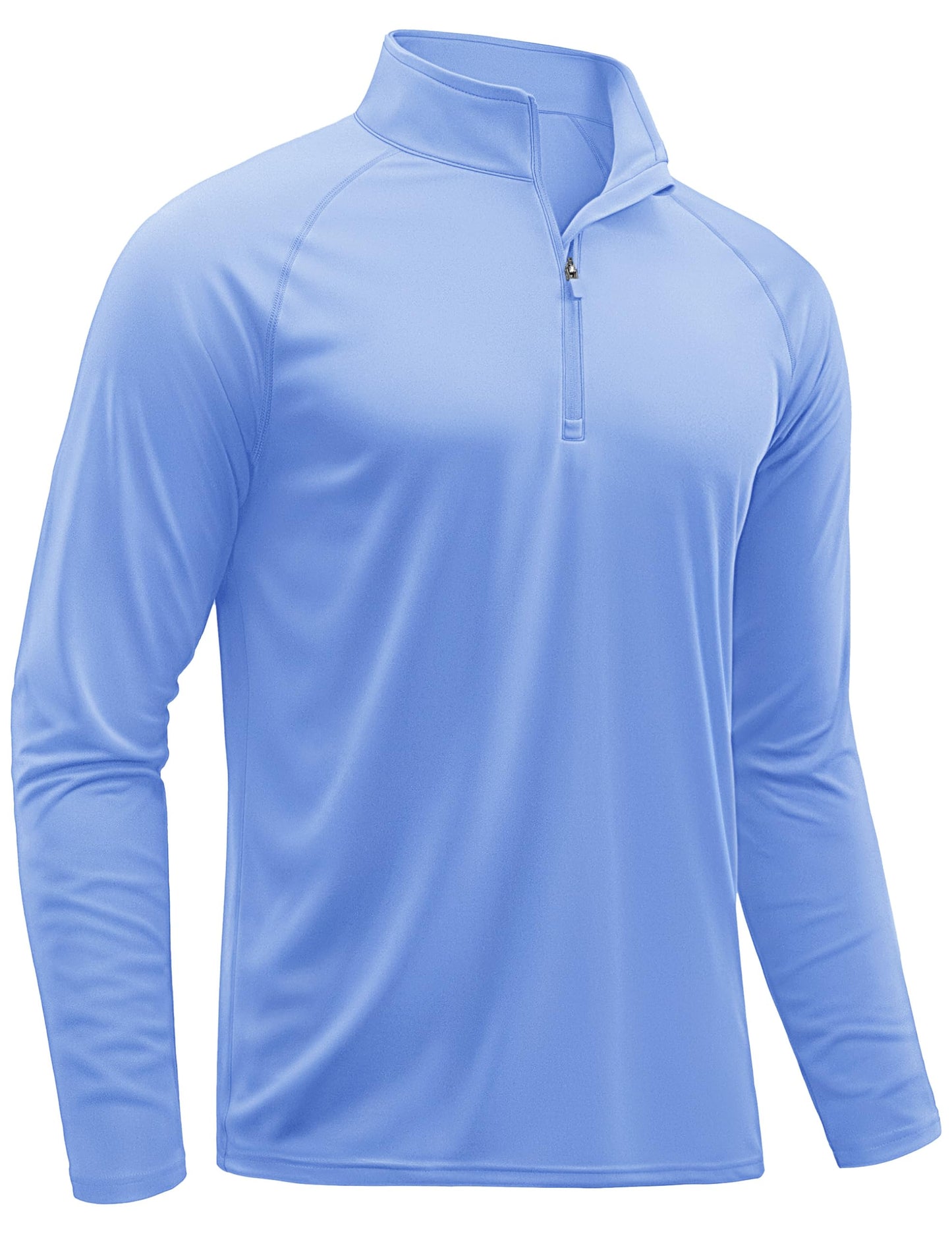 TACVASEN Long Sleeve Swim Shirts for UPF 50+ Sun Protection Pullover Shirts Quick Dry Rash Guard Outdoor 1/4 Zip Workout T-Shirts Light BlueXXL