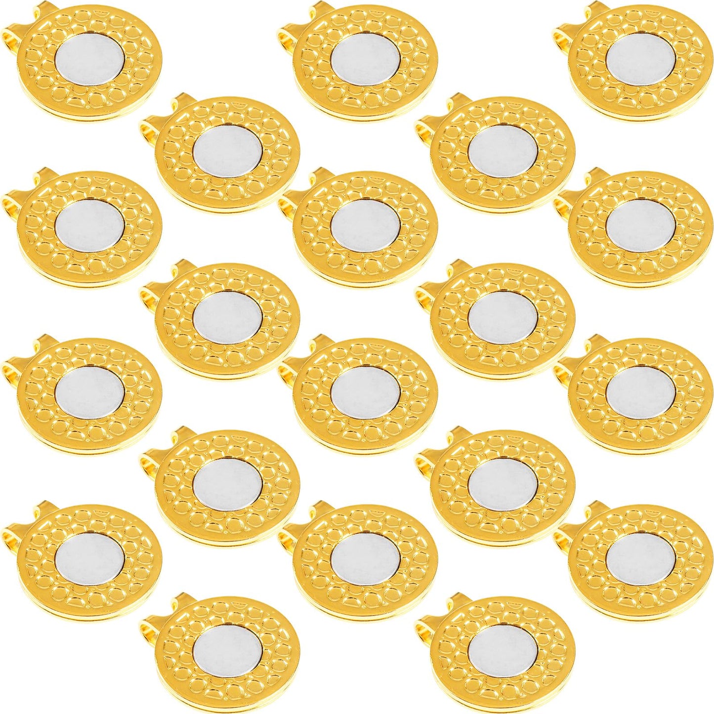 Amy Sport Strong Magnet Golf Ball Marker Hat Clip Value Pack 20/40, Compact & Durable Marker Holders Easily Attach to Golf Cap or Belt, Gold & Silver Accessories for Men Women Kids (Gold-20 Pack)