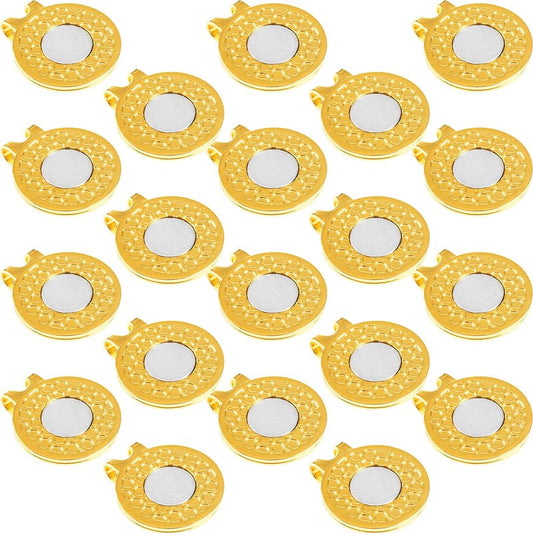 Amy Sport Strong Magnet Golf Ball Marker Hat Clip Value Pack 20/40, Compact & Durable Marker Holders Easily Attach to Golf Cap or Belt, Gold & Silver Accessories for Men Women Kids (Gold-20 Pack)