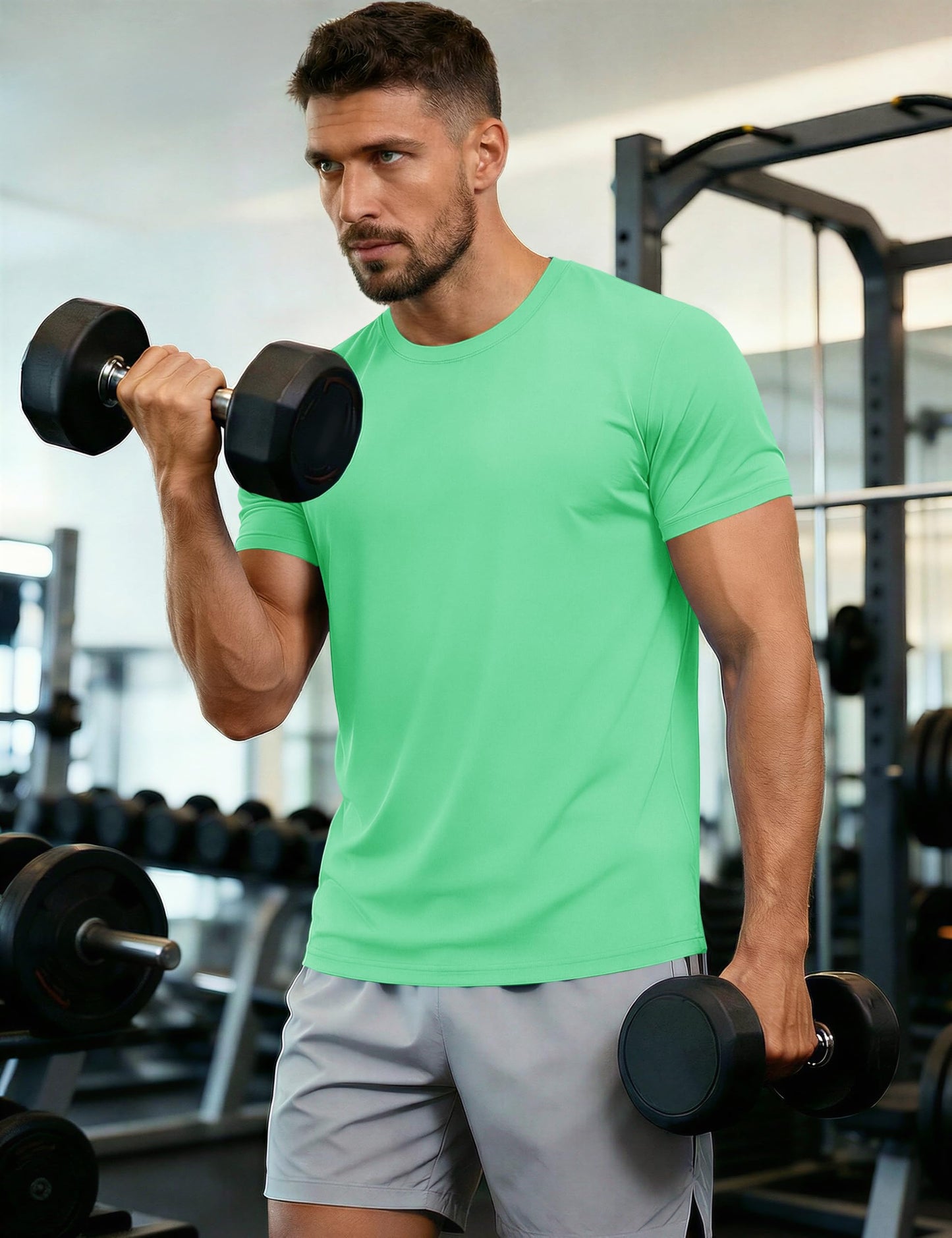 Short Sleeve Shirts for Men Dry Fit Tshirts UPF50 Active Athletic Summer T Shirts Workout Running T Shirt Mint Green