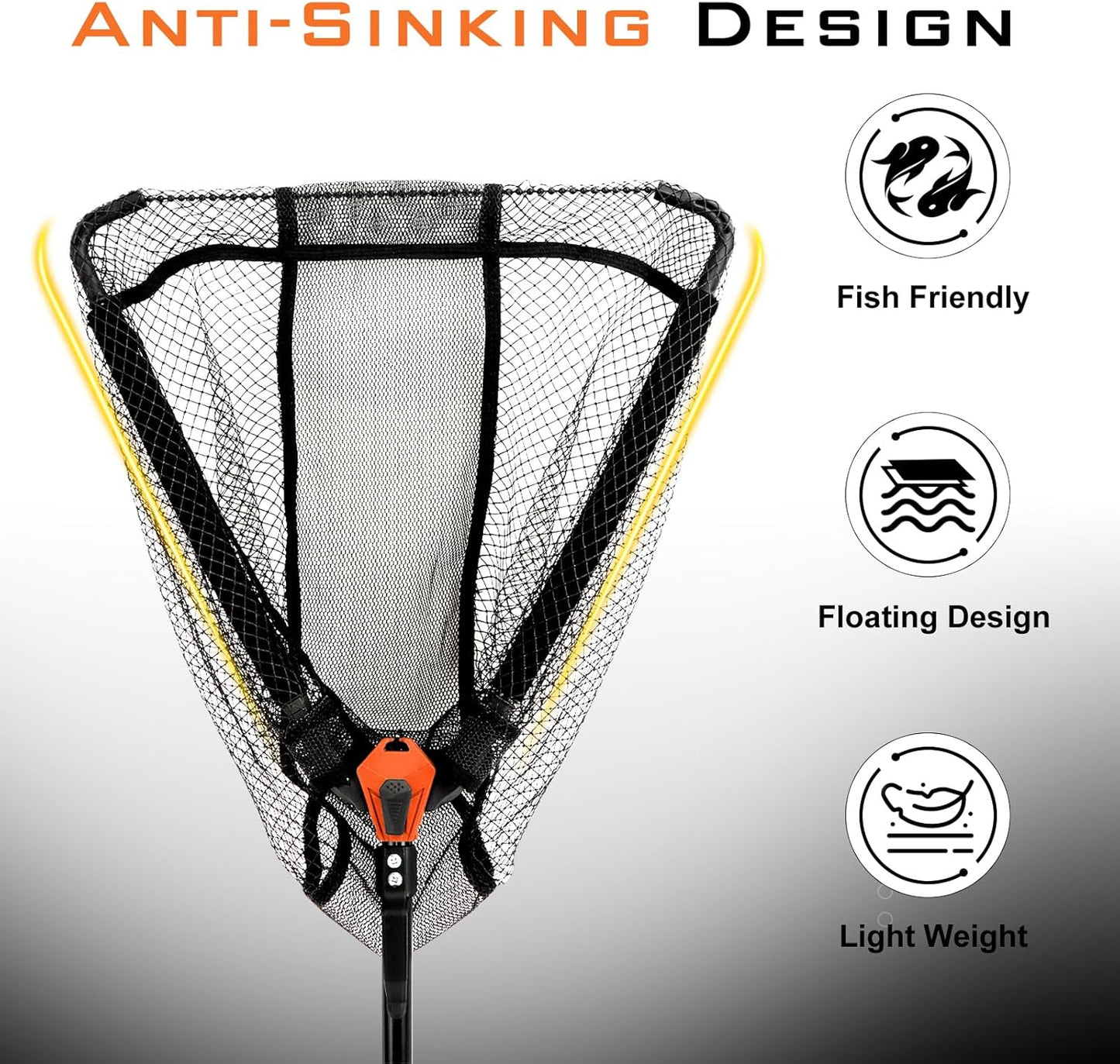 Floating Fishing Net - Lightweight Foldable Design | Ultra-Thin Rubber for Easy Catch & Release