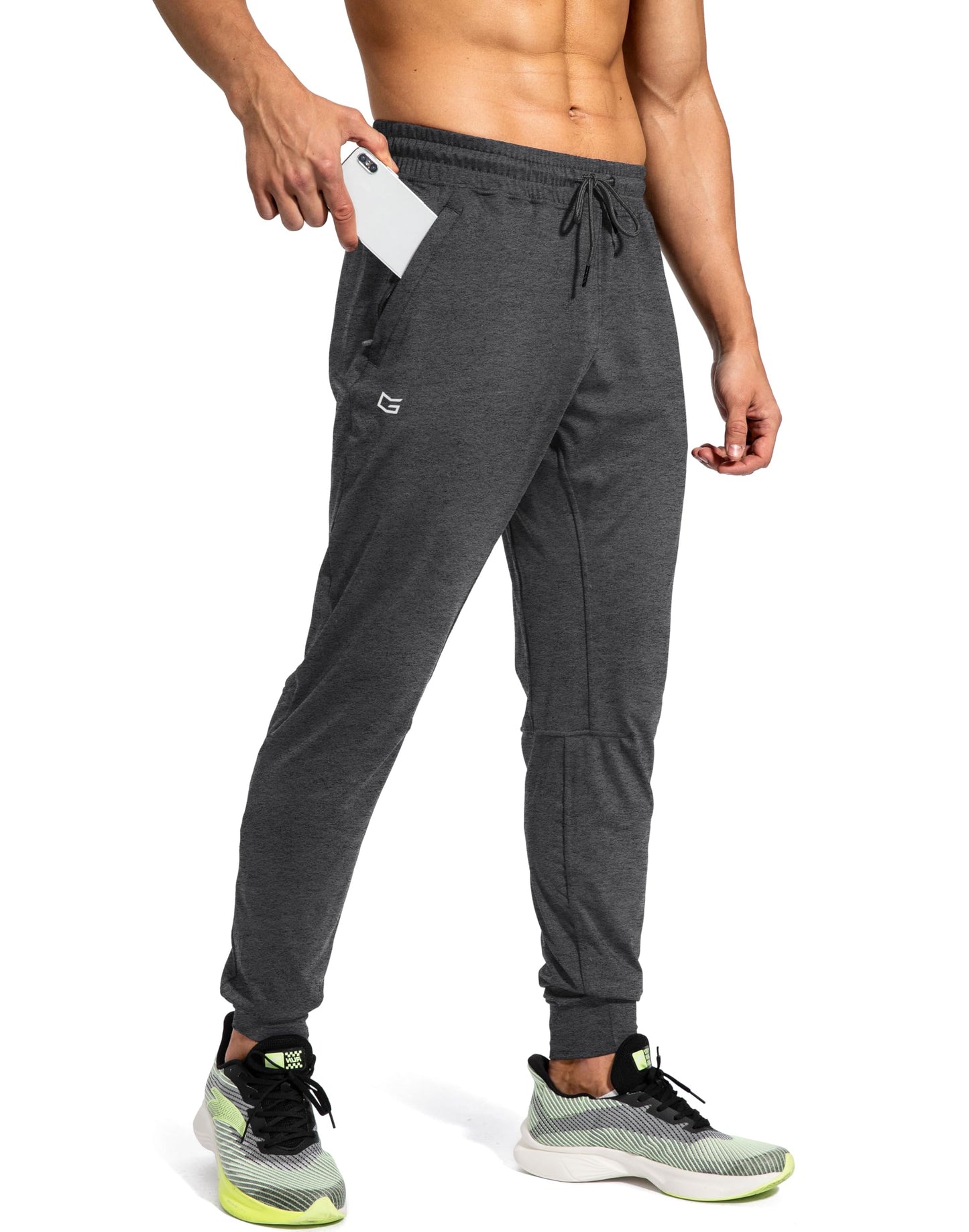 G Gradual Men's Sweatpants with Zipper Pockets Athletic Pants Traning Track Pants Joggers for Men Soccer, Running, Workout(Heathered Graphite Grey,S)