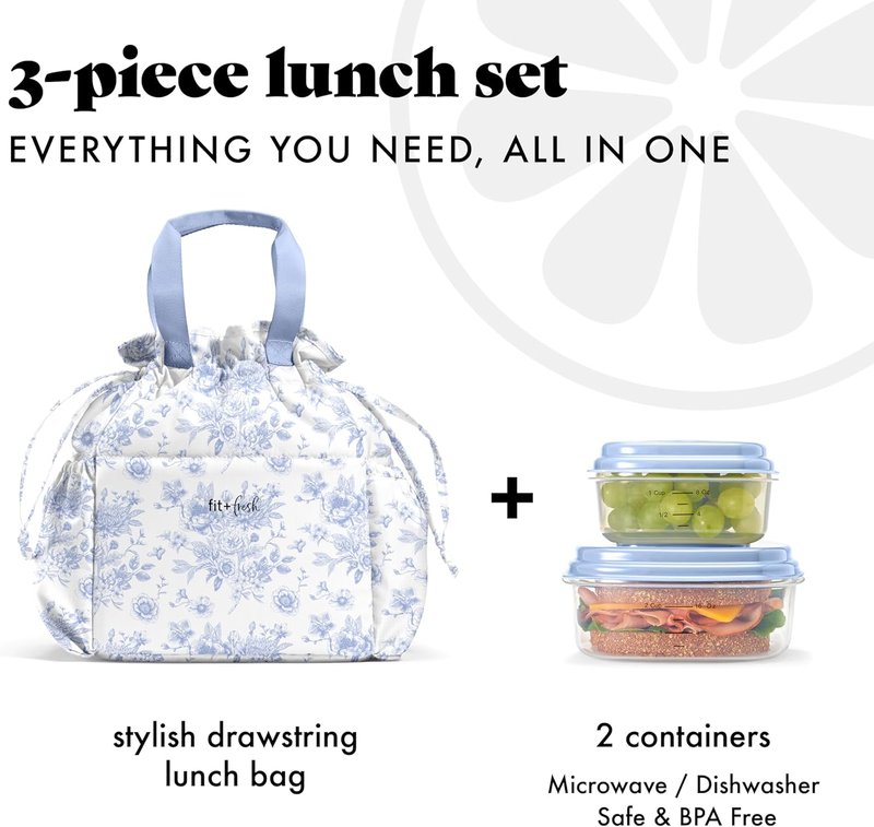Cinch Lunch Bag for Women - Insulated Fit & Fresh Lunch Box with Containers | Stylish Design