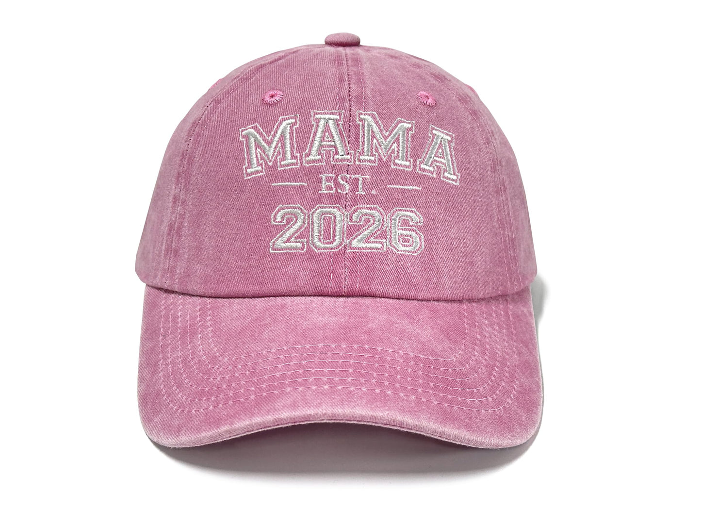 Horpe New Mama Hat EST 2026, Promoted to Mom Mother Gifts for Pregnancy Announcements, First Time Baseball Cap for Women, Adjustable Embroidered Washed Pink Dad Hat