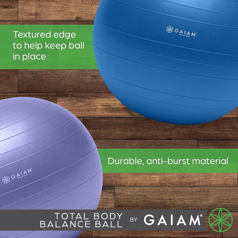 Gaiam Exercise Ball - Anti-Burst Balance Ball for Core Strength & Yoga | Includes Air Pump