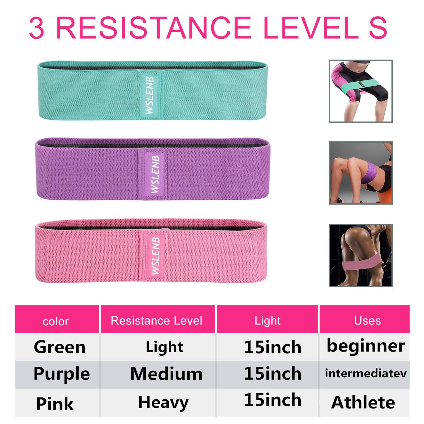 WSLENB 8 Pcs Resistance Bands Set Workout Bands for Leg and Butt, Fabric Non Slip Training Exercise Band with 2 Legs Ankle Straps Door Anchor for Men Women Home Fitness Gym Yoga Squat Glute