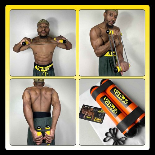 RipRight Premium RipStick Pillz, Workout Equipment for Joint Rehab, Shoulder Strength, Resistance Training, and Muscle Building – 6 Adjustable Resistance Bands (Orange/Black)