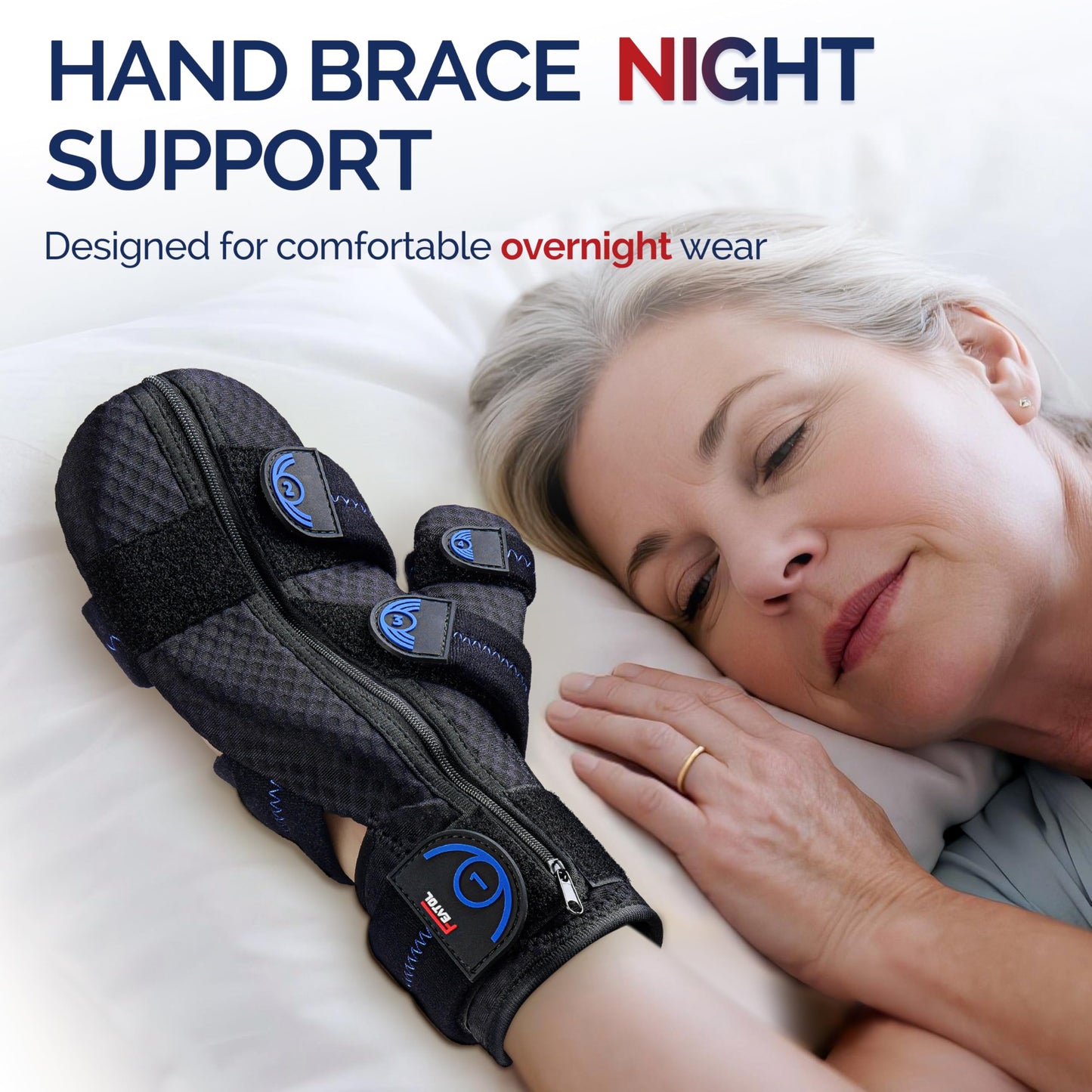 FEATOL Resting Hand Splint with Thumb Support for Men and Women, Adjustable Night Hand Brace Splint for Carpal Tunnel, Arthritis, Tendinitis, Stroke Recovery, Right Small/Medium