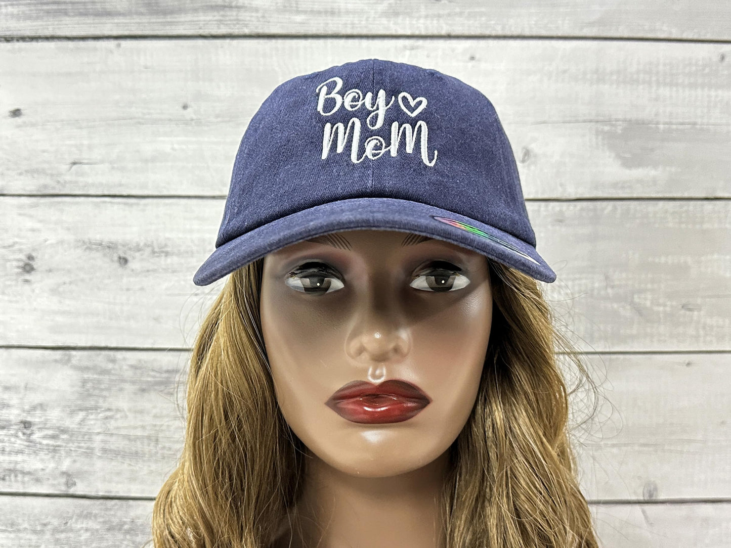 Shenbors Boy Mom Hat for Women, for Mama Mommy Mum, Embroidered Navy Blue Baseball Cap, Adjustable Snapback Hat