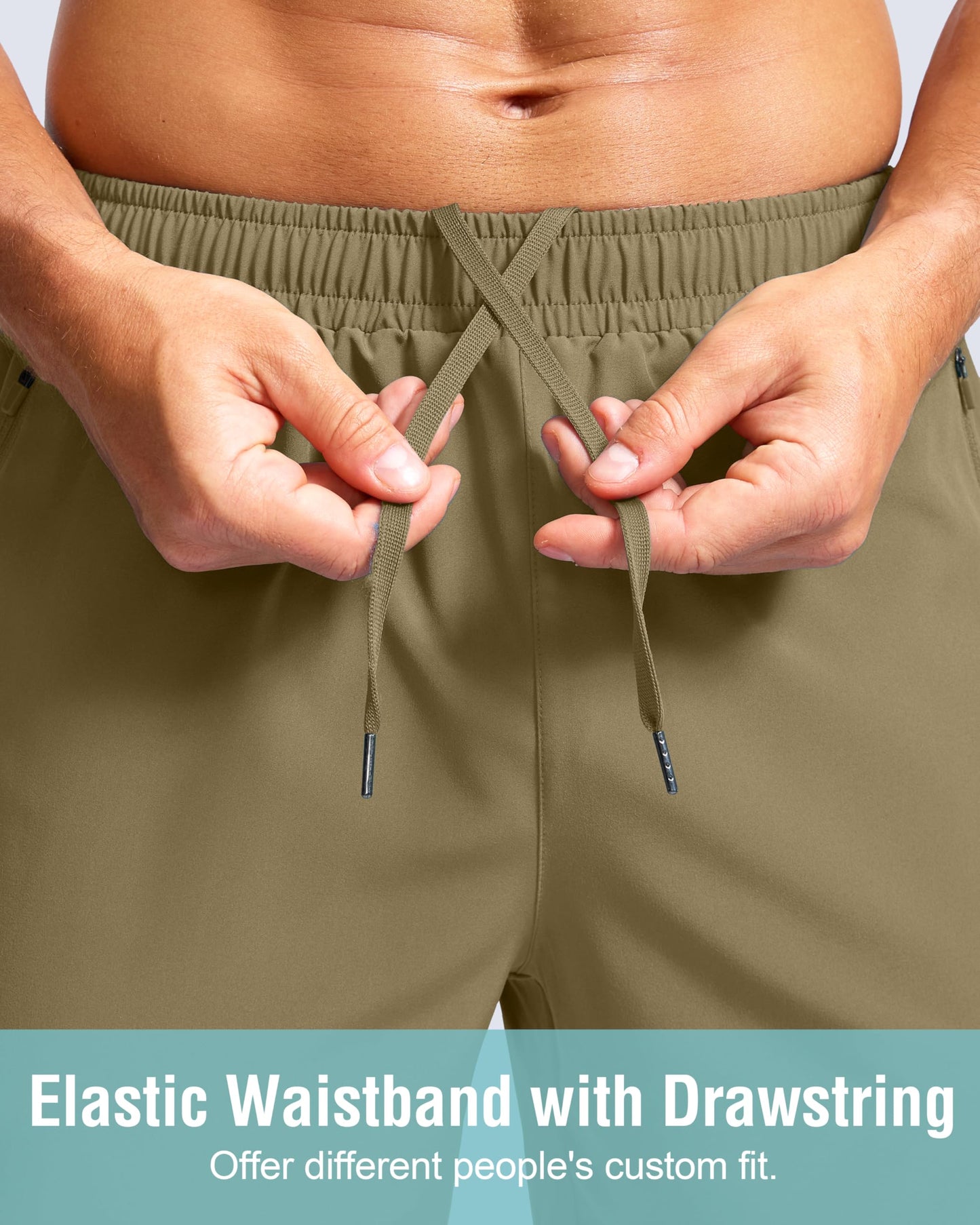 G Gradual Men's Athletic Running Shorts with Zipper Pockets Quick Dry 7"/ 5"/ 9" Workout Gym Shorts for Basketball Hiking(Dusty Khaki,9S)