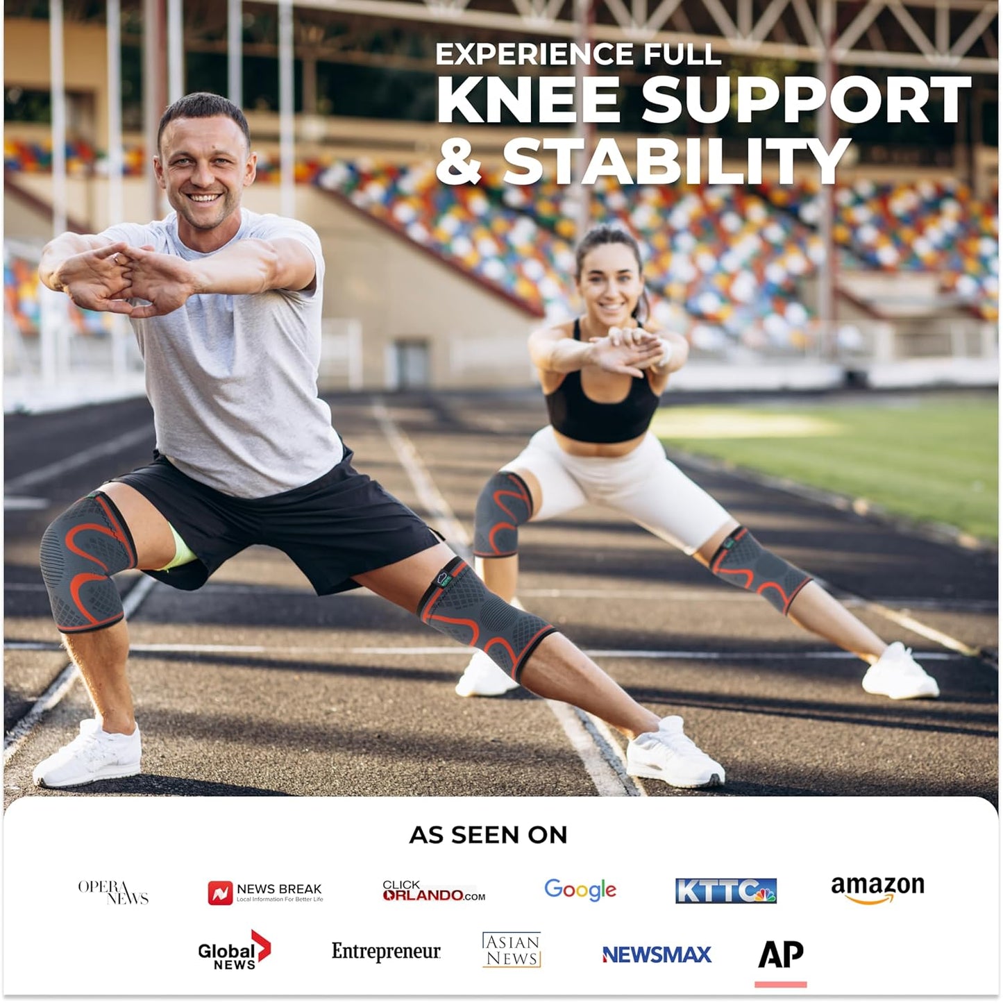 Compression Knee Brace for Men & Women - 2-Pack Support Sleeves for Running, ACL, Meniscus Tear & Arthritis Relief | Adjustable Fit