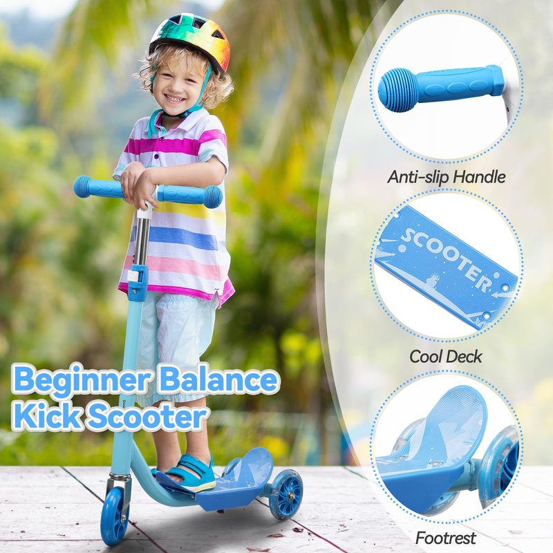 Scooter for Kids 3-5 with LED Lighted Wheels, 3-Wheel Kick Scooters with Adjustable Handlebar, Cute Deck, Outdoor Indoor Safe Smooth Riding Toddler Scooter, Boy Girl Gift Christmas Box, up to 100 lbs