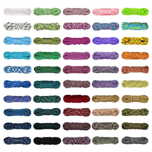 WEREWOLVES 50 Colors Paracord Combo Kit Multifunction Parachute Cord 10 Feet Each Rope for Making Paracord Bracelets, Lanyards, Dog Collars (Mixed 2-Color)