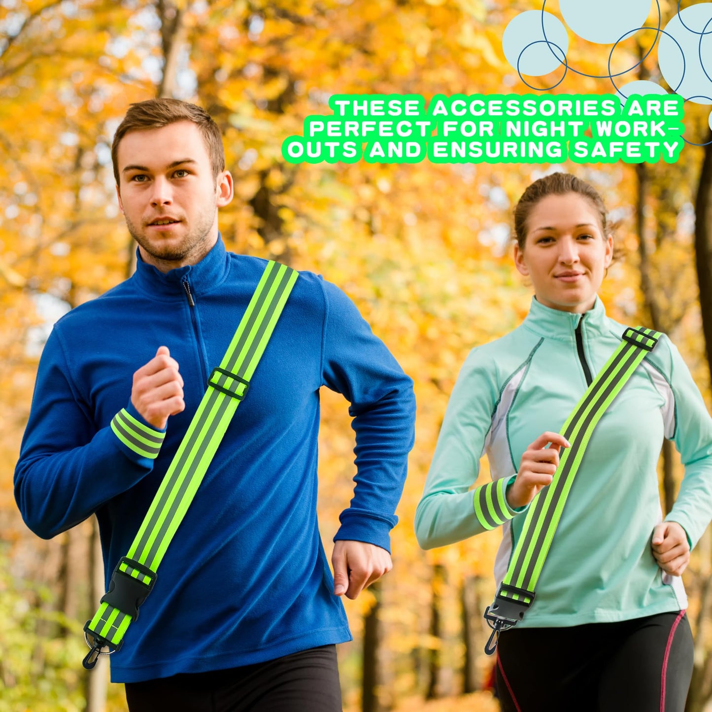 Hoarost 12 Pack High Visibility Reflective Running Gear Includes 4 Pcs Adjustable Reflective Sash and 4 Pcs Reflective Wristbands for Running Walking Biking at Night