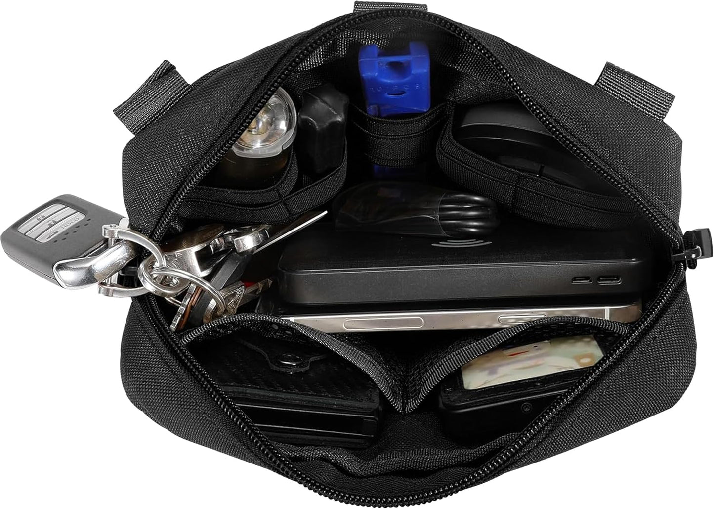 Tactical Molle Admin Pouch - Multi-Purpose Tool Bag for Backpacks & Vests | US Flag Patch & Keychain