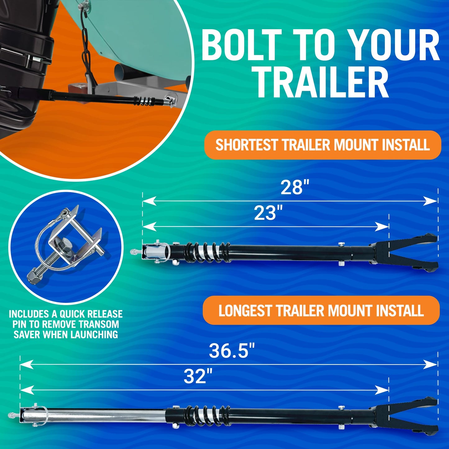 Adjustable Transom Saver for Outboard Motors, Superior Motor Support for Trailering, Rubber Boat Motor Mount, Durable Transom Saver Parts for Boat Trailering
