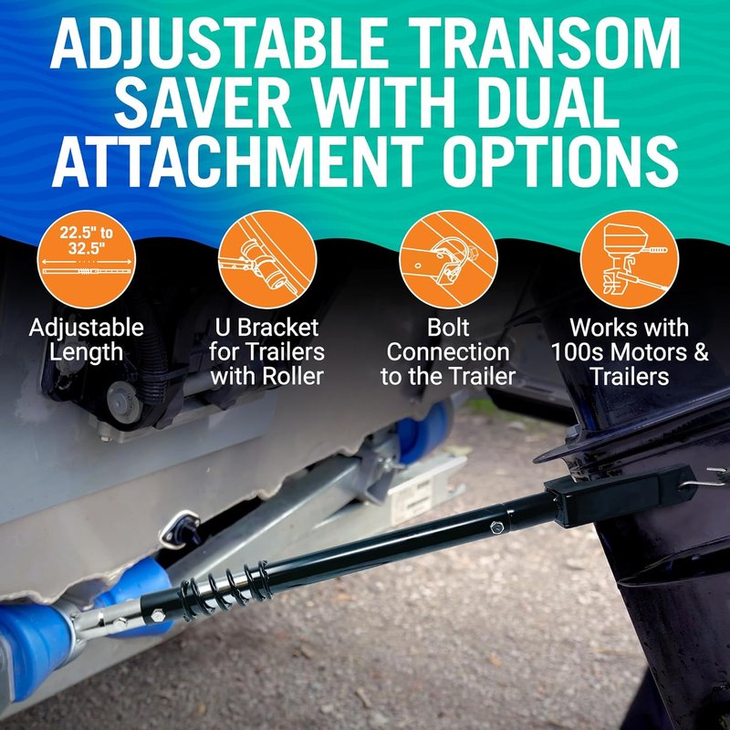 Adjustable Transom Saver for Outboard Motors - Durable Rubber Motor Support | Perfect for Trailering