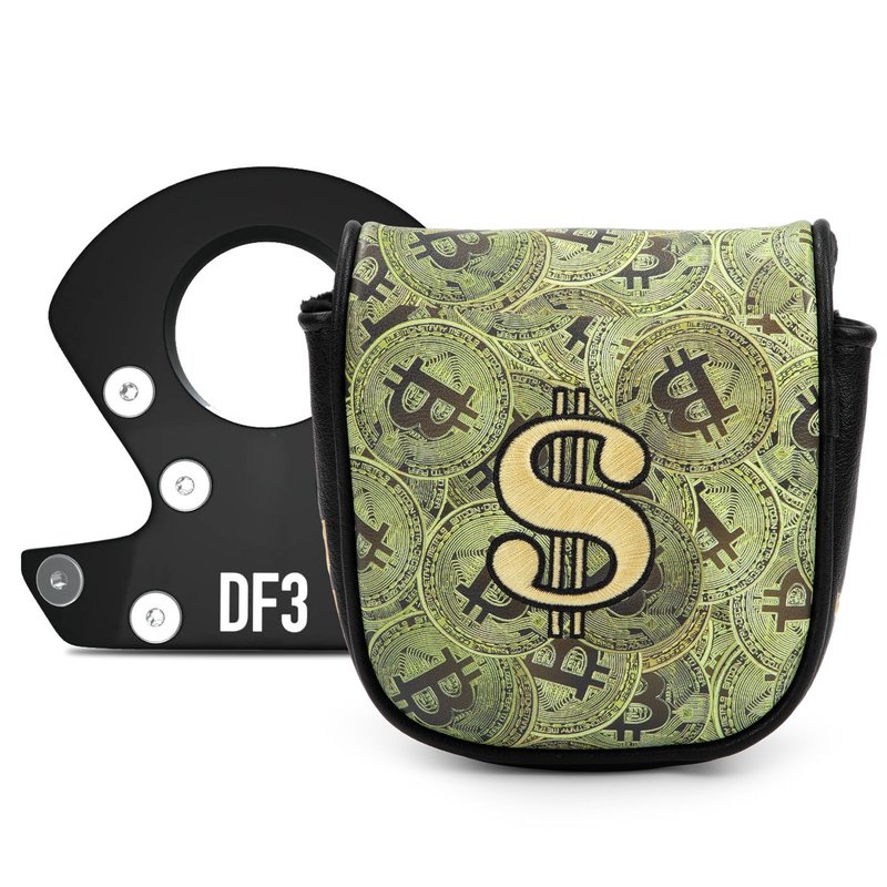 Golf Mallet Putter Cover Headcover, Magnetic Closure Premium Leather Birdie Golf Head Covers Fits Golf DF3 Putter - USA Mallet Putter Headcover (Bitcoin)