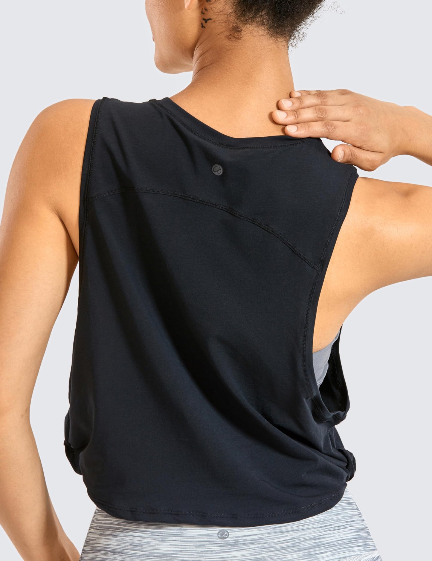 CRZ YOGA Pima Cotton Large Armhole Tank Tops for Women - Workout Sport Athletic Yoga Running Gym Loose Crop Sleeveless Shirts Black Medium
