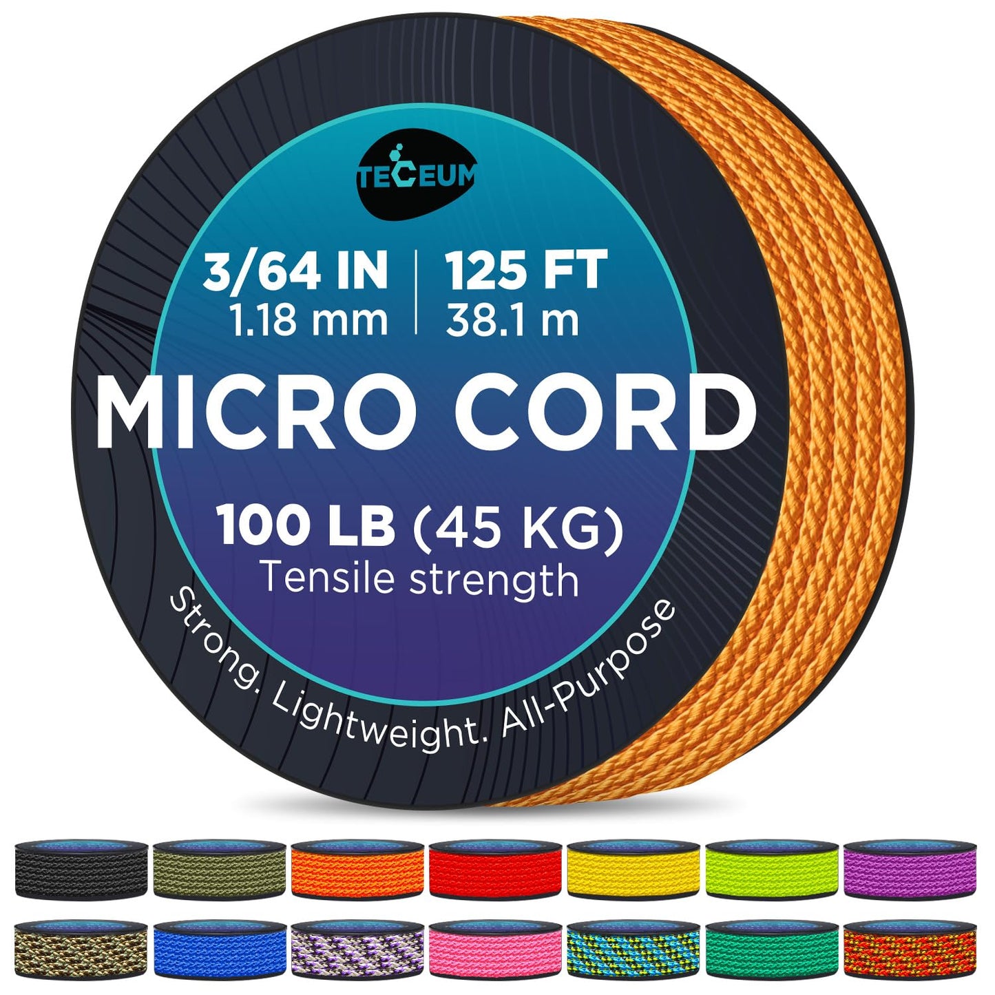 TECEUM Micro Paracord – Apricot – 1.18 mm x 125 ft – Micro Utility Cord – Thin Braided Paracord Rope Nylon Polyester – Wind Chime Replacement – Survival Strong String 085c