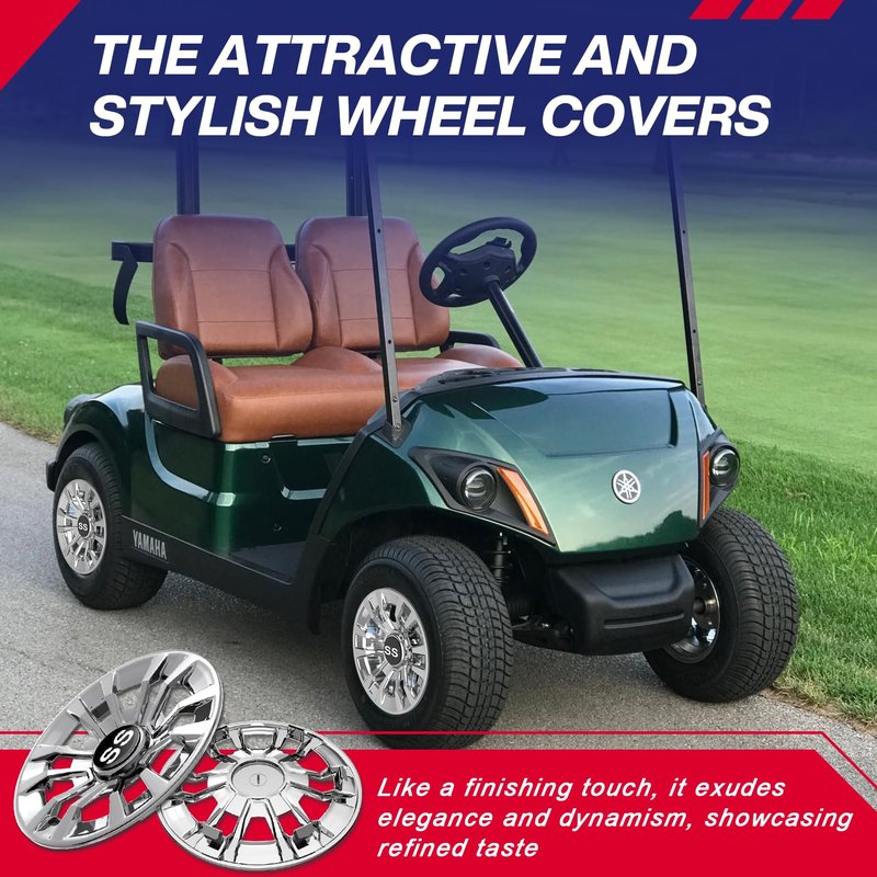 SUPGCPER Golf Cart SS Wheel Covers, Golf Cart Hub Caps for Club Car EZGO Yamaha and Most Golf Carts, 6-Spoke Design, 8 Inch Golf Cart Wheel Hubcaps (Set of 4), Snap-on Installation, Not Fit EZGO RXV