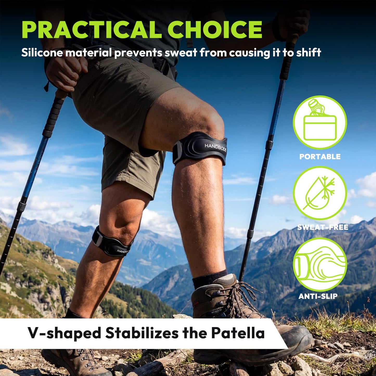 HANDBODE Patellar Tendon Support Strap, Knee Brace for Men & Women, 2 Pack