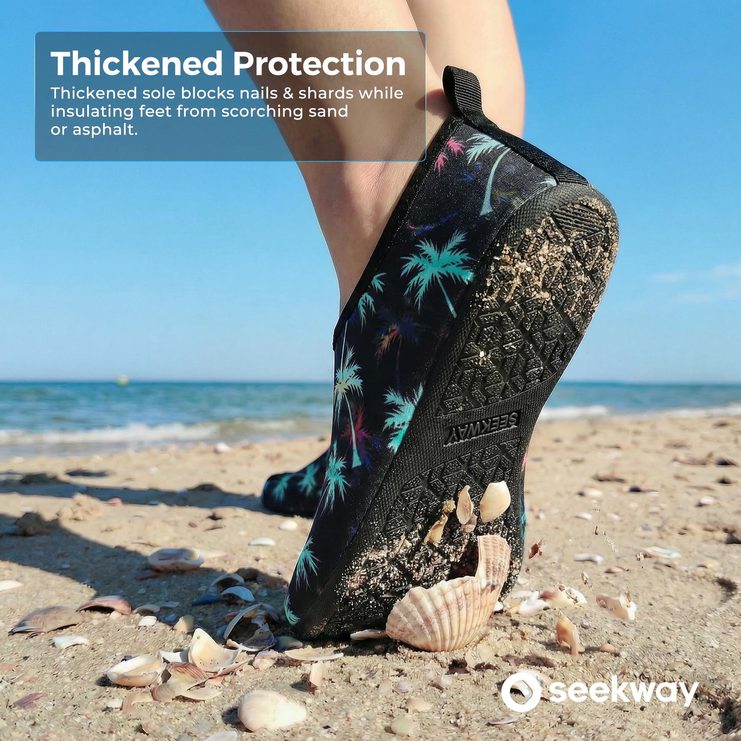 SEEKWAY Water Shoes Women Men Adult Quick-Dry Aqua Socks Barefoot Non Slip for Beach Swim River Pool Lake surf Black SK002(U)