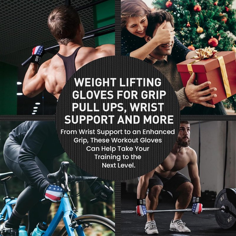 Weightlifting Workout Gloves - Full & Half Finger with Wrist Strap Support | Padded Grip for Men
