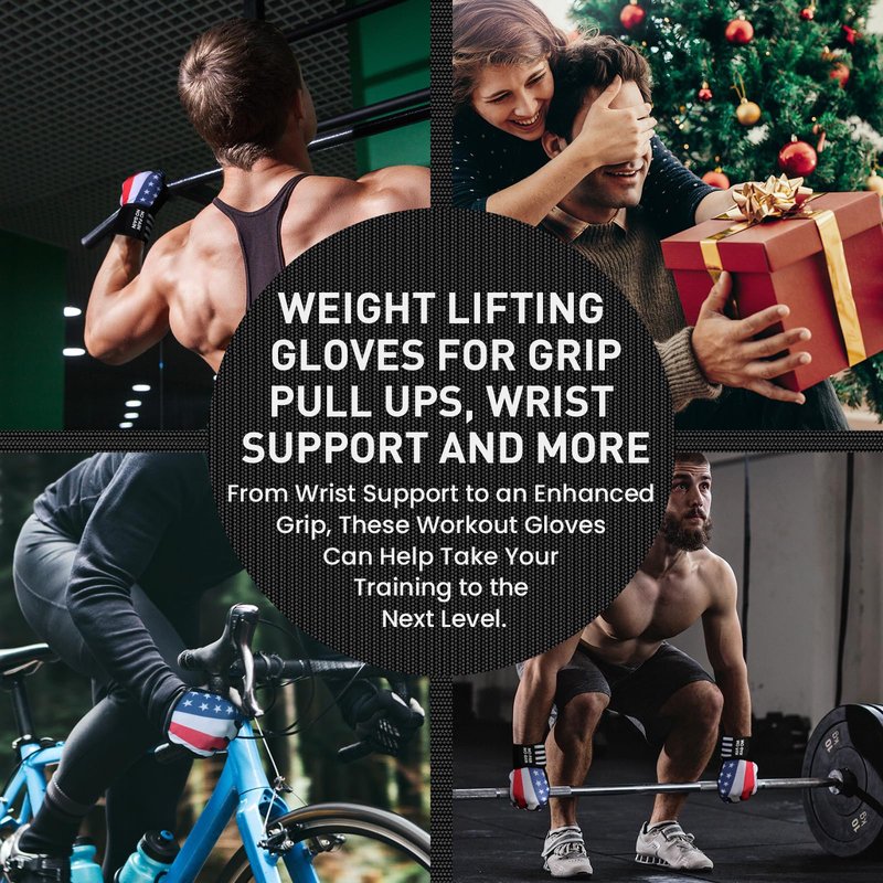 FINGER TEN Weightlifting Workout Gloves Full Half Finger with Wrist Strap Support, Padded Grip for Weight Lifting Gym Fitness Exercise Training Men Male (USA Flag, Large)