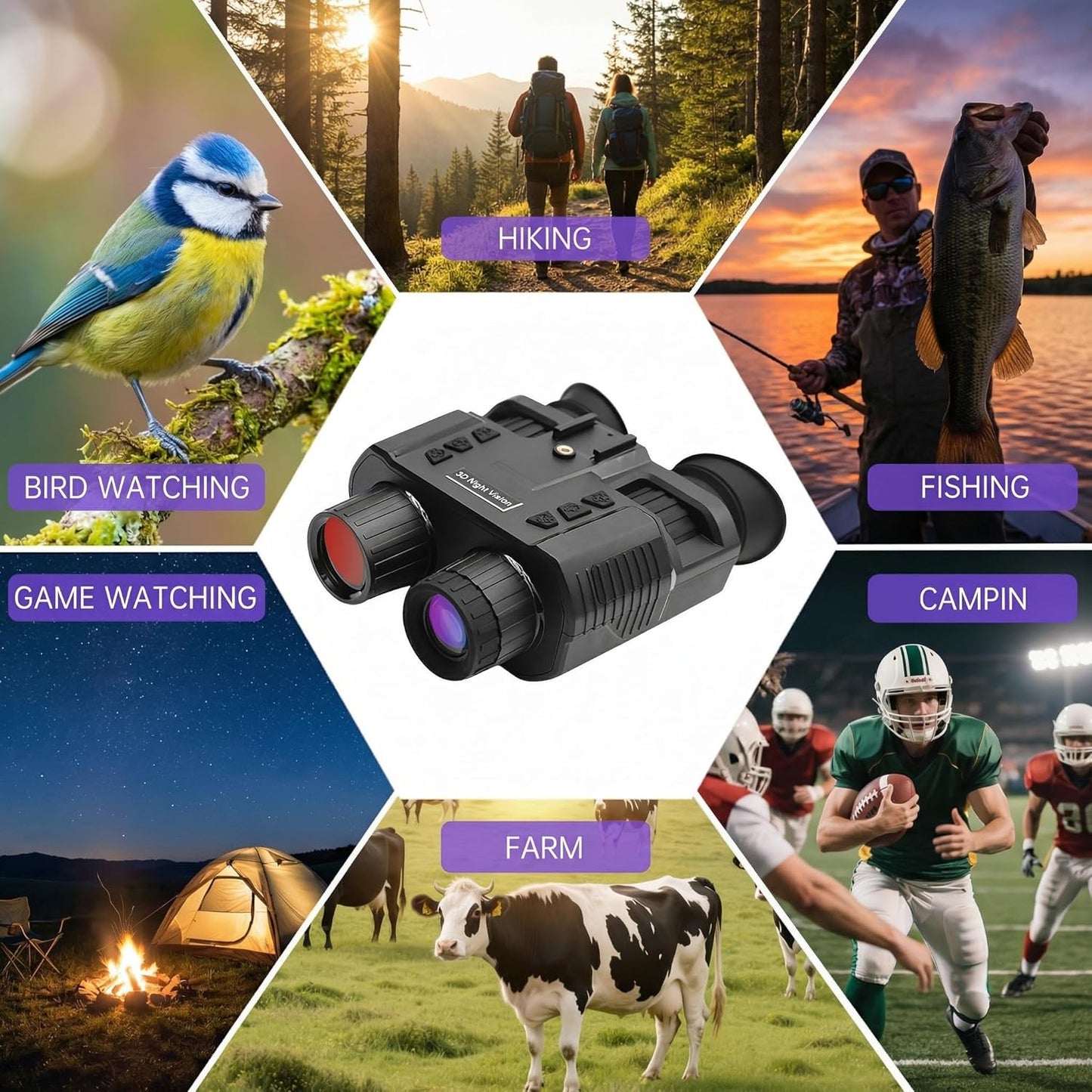 4K HD Night Vision Goggles - Tactical Infrared Binoculars with 8X Zoom | Dual 1.4" Screen, 3000mAh Battery, 32GB Card