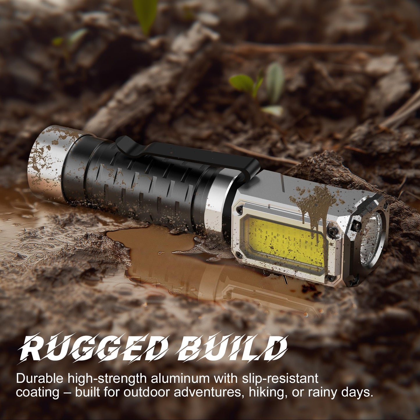 Anhay 2000LM Rechargeable EDC Flashlight, Magnetic Pocket Flashlight with Red Green Light, 5 Modes LED & COB Floodlight, Mini Flashlight for Camping, Hiking, Emergency, Home Use