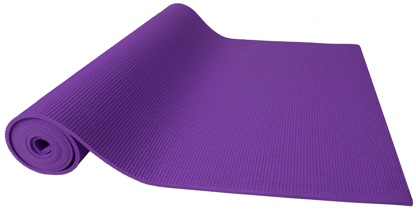 Signature Fitness All-Purpose 1/4-Inch High Density Anti-Tear Exercise Yoga Mat with Carrying Strap, Purple