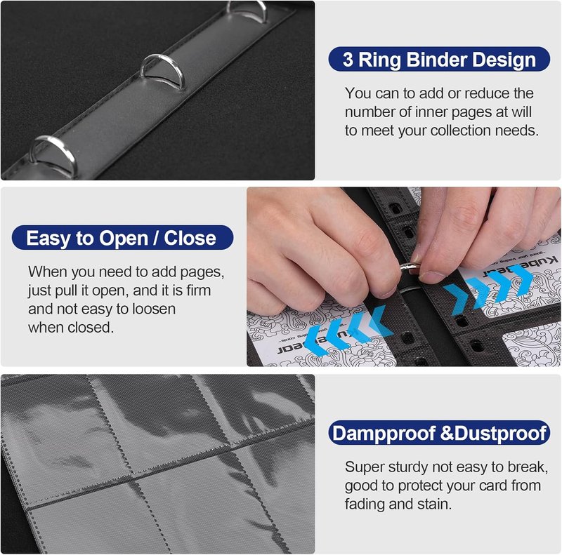 Card Binder - 720 Capacity Zippered Trading Card Holder | Acid-Free, Durable Storage for MTG & Sports Cards (Black, 9 Pocket)